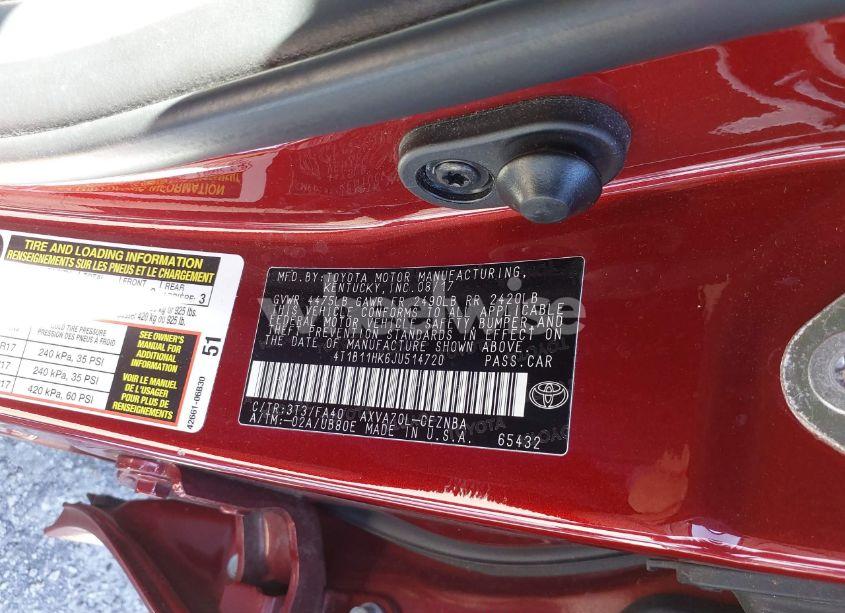 Photo 9 of 2018 Toyota Camry LE (VIN 4T1B11HK6JU514720)