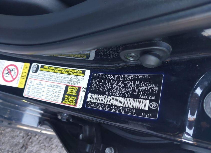 Photo 9 of 2018 Toyota Camry SE (VIN 4T1B11HK6JU551248)