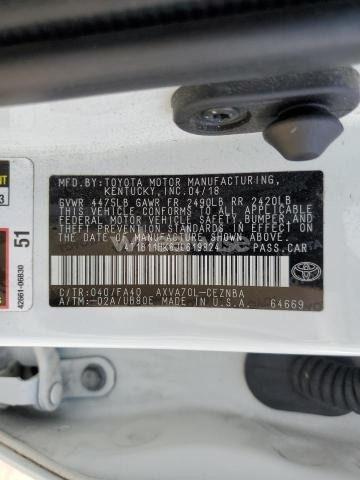 Photo 13 of 2018 TOYOTA CAMRY L (VIN 4T1B11HK6JU619824)