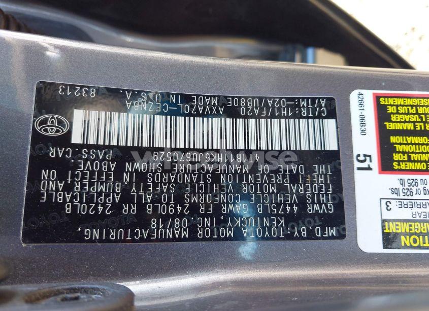 Photo 9 of 2018 Toyota Camry LE (VIN 4T1B11HK6JU670529)