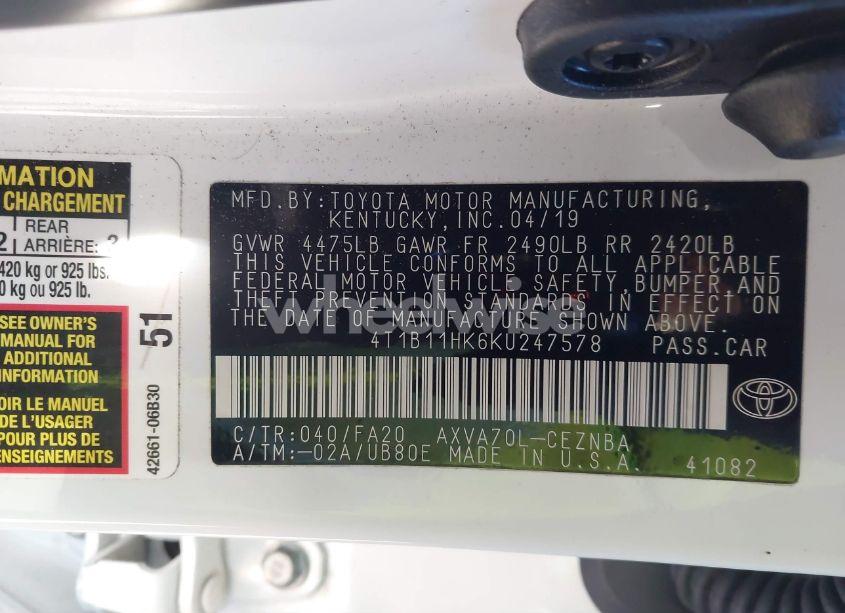 Photo 9 of 2019 Toyota Camry LE (VIN 4T1B11HK6KU247578)