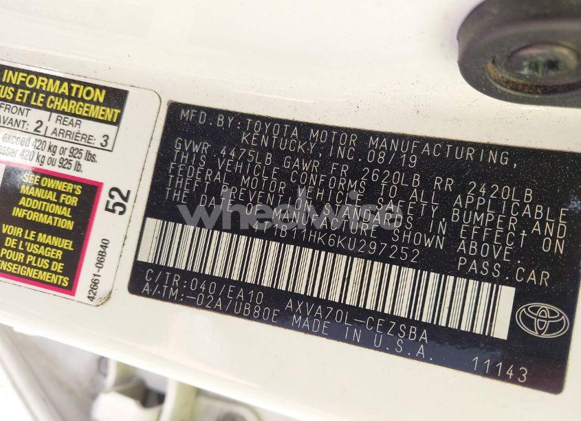 Photo 9 of 2019 Toyota Camry SE (VIN 4T1B11HK6KU297252)