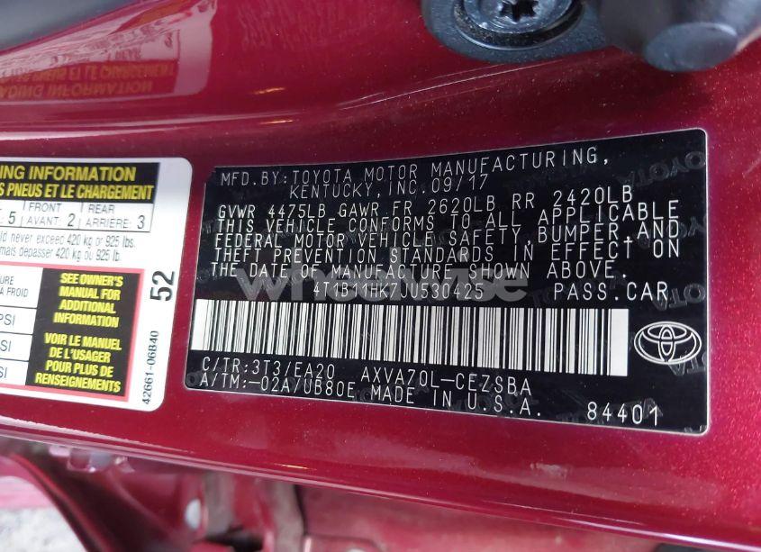 Photo 9 of 2018 Toyota Camry SE (VIN 4T1B11HK7JU530425)