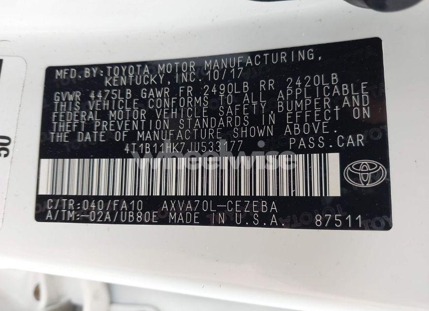 Photo 9 of 2018 Toyota Camry L (VIN 4T1B11HK7JU533177)