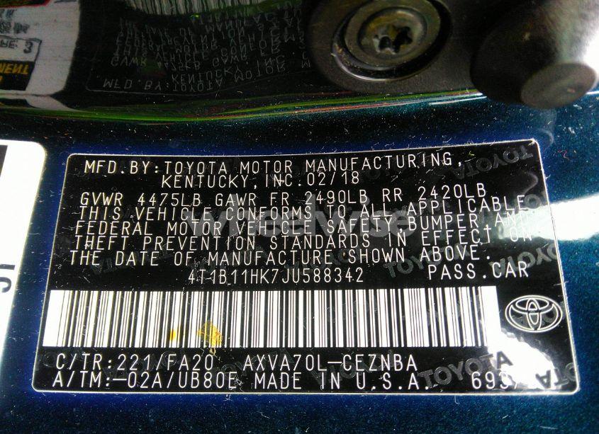 Photo 9 of 2018 Toyota Camry LE (VIN 4T1B11HK7JU588342)