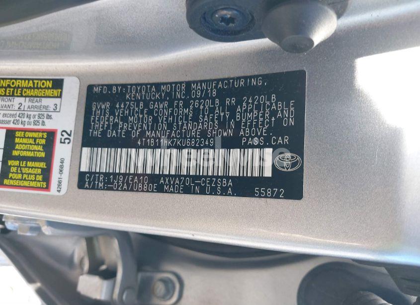 Photo 9 of 2019 Toyota Camry SE (VIN 4T1B11HK7KU682349)