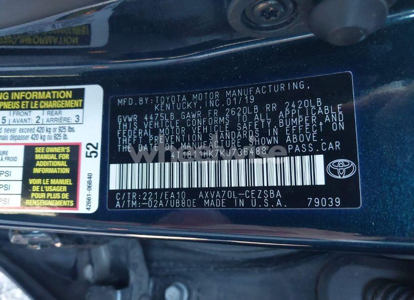 Photo 9 of 2019 Toyota Camry SE (VIN 4T1B11HK7KU736488)