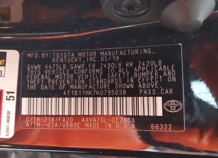 Photo 9 of 2019 Toyota Camry LE (VIN 4T1B11HK7KU795038)