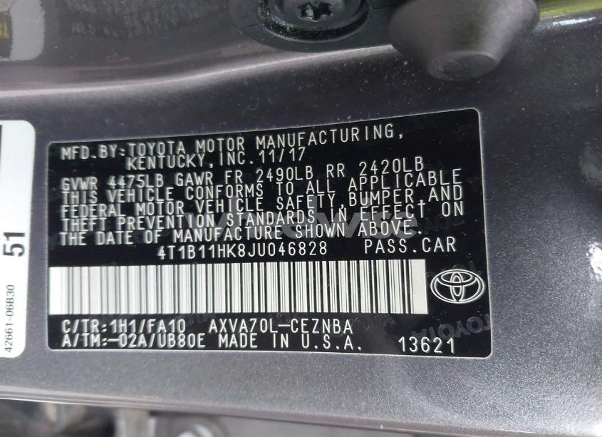 Photo 9 of 2018 Toyota Camry LE (VIN 4T1B11HK8JU046828)