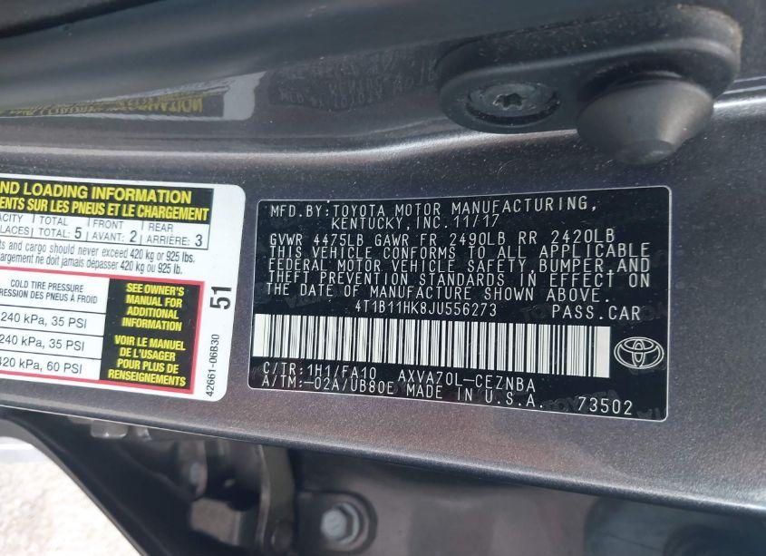 Photo 9 of 2018 Toyota Camry LE (VIN 4T1B11HK8JU556273)