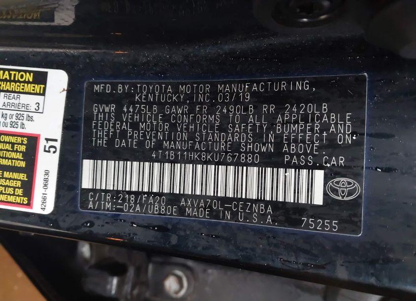 Photo 9 of 2019 Toyota Camry LE (VIN 4T1B11HK8KU767880)