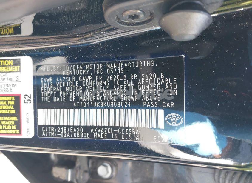 Photo 9 of 2019 Toyota Camry SE (VIN 4T1B11HK8KU808024)