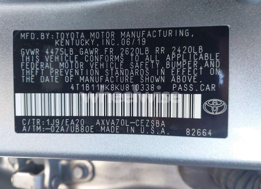 Photo 9 of 2019 Toyota Camry SE (VIN 4T1B11HK8KU810338)