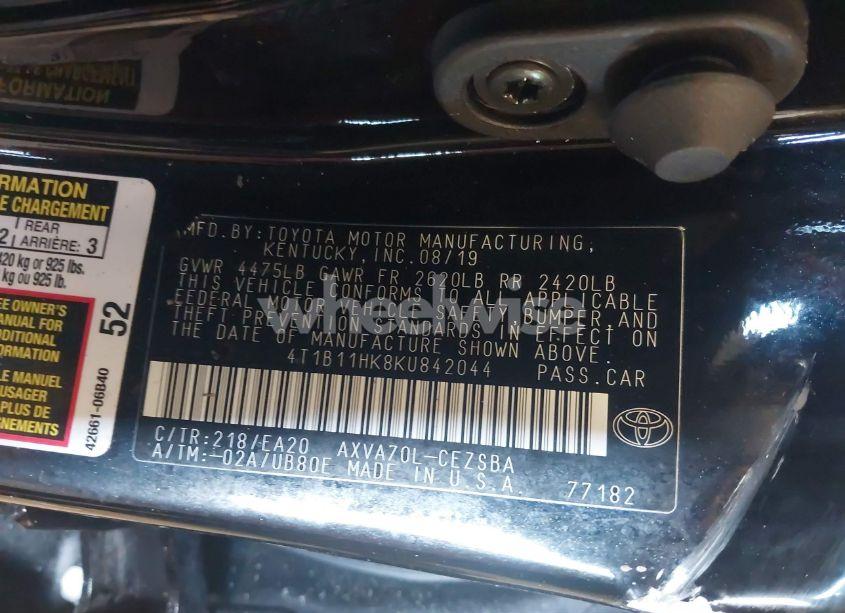 Photo 9 of 2019 Toyota Camry L/LE/XLE/SE/XSE (VIN 4T1B11HK8KU842044)