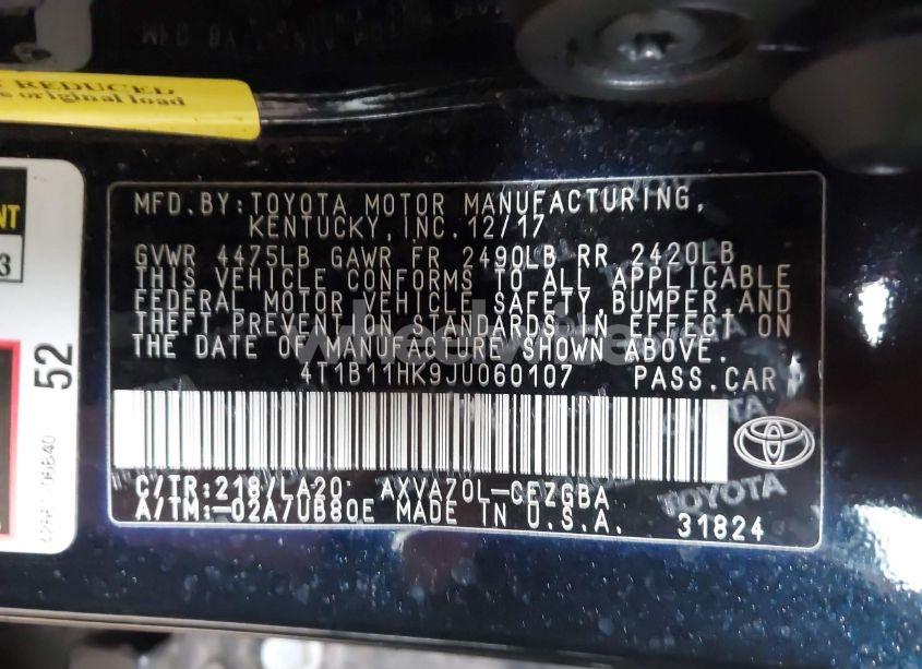 Photo 9 of 2018 Toyota Camry XLE (VIN 4T1B11HK9JU060107)