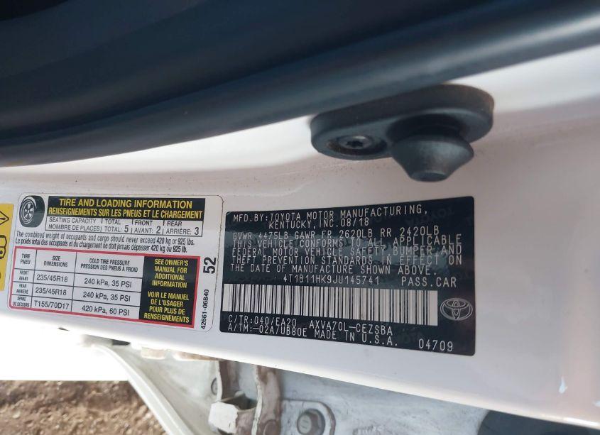 Photo 9 of 2018 Toyota Camry SE (VIN 4T1B11HK9JU145741)