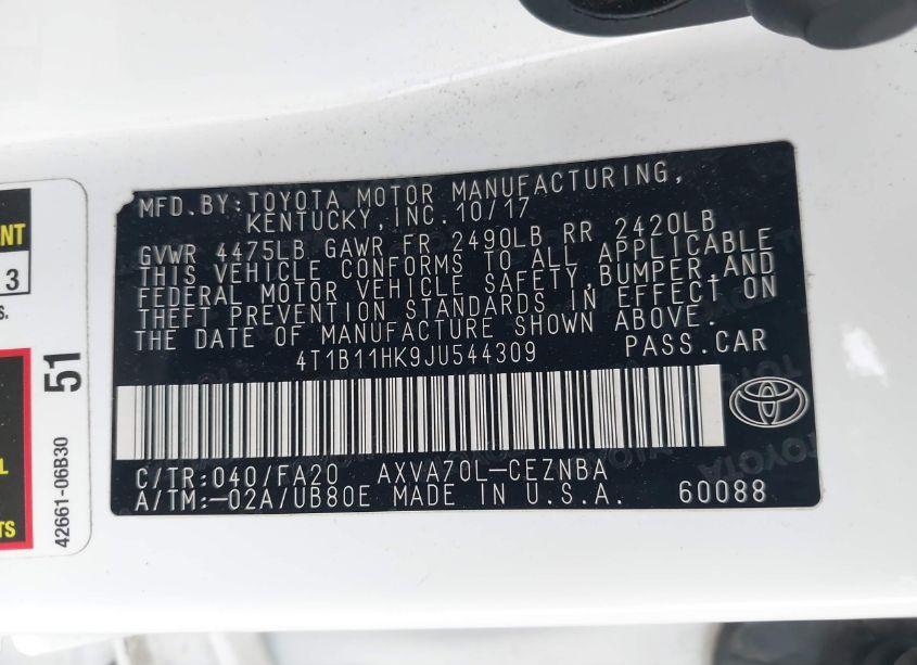 Photo 9 of 2018 Toyota Camry LE (VIN 4T1B11HK9JU544309)