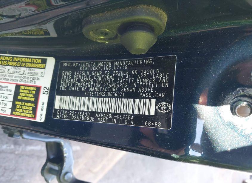 Photo 9 of 2018 Toyota Camry SE (VIN 4T1B11HK9JU656074)