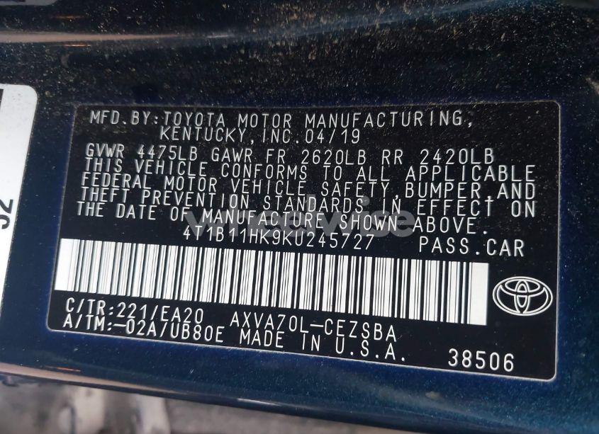 Photo 9 of 2019 Toyota Camry SE (VIN 4T1B11HK9KU245727)