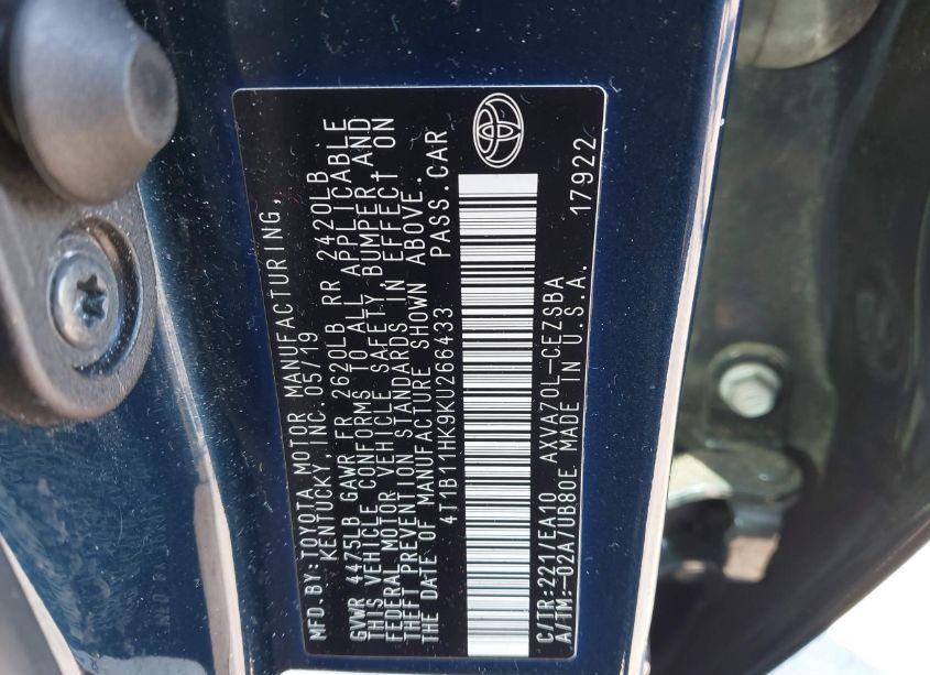 Photo 9 of 2019 Toyota Camry SE (VIN 4T1B11HK9KU266433)