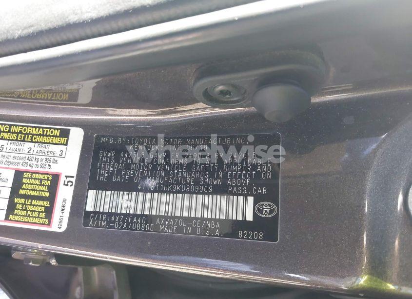 Photo 9 of 2019 Toyota Camry LE (VIN 4T1B11HK9KU809909)