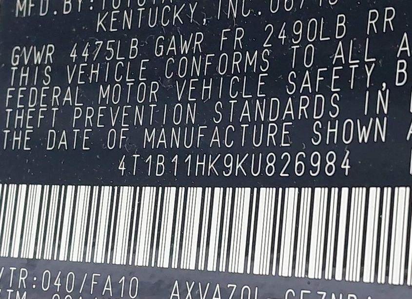 Photo 9 of 2019 Toyota Camry LE (VIN 4T1B11HK9KU826984)