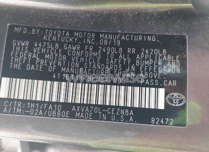Photo 9 of 2019 Toyota Camry LE (VIN 4T1B11HK9KU847009)