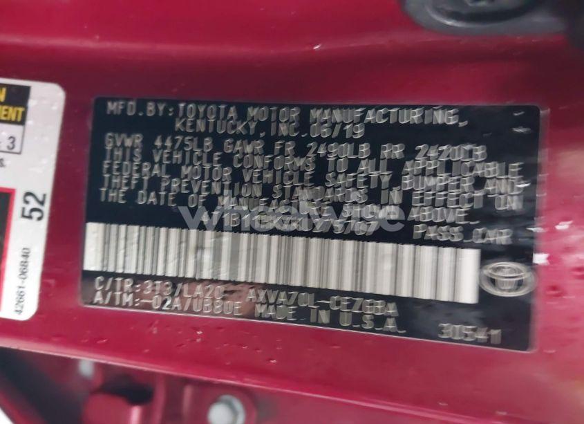 Photo 9 of 2019 Toyota Camry XLE (VIN 4T1B11HKXKU275707)