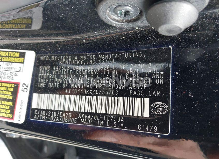 Photo 9 of 2019 Toyota Camry SE (VIN 4T1B11HKXKU755763)