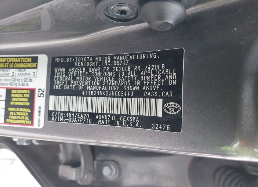 Photo 9 of 2018 Toyota Camry HYBRID SE (VIN 4T1B21HK2JU003440)