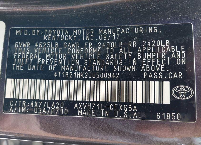 Photo 9 of 2018 Toyota Camry HYBRID XLE (VIN 4T1B21HK2JU500942)