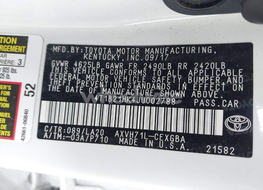 Photo 9 of 2018 Toyota Camry HYBRID XLE (VIN 4T1B21HK4JU002788)