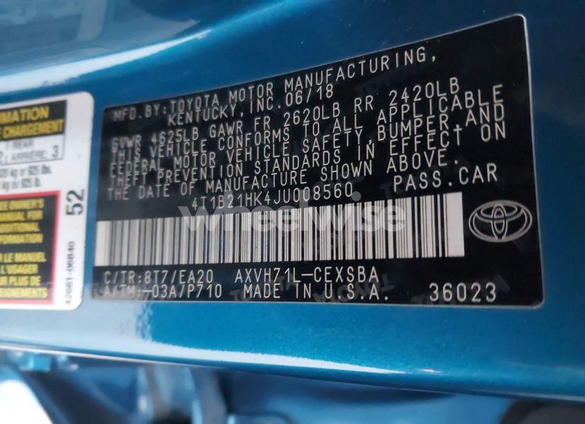 Photo 9 of 2018 Toyota Camry HYBRID SE (VIN 4T1B21HK4JU008560)