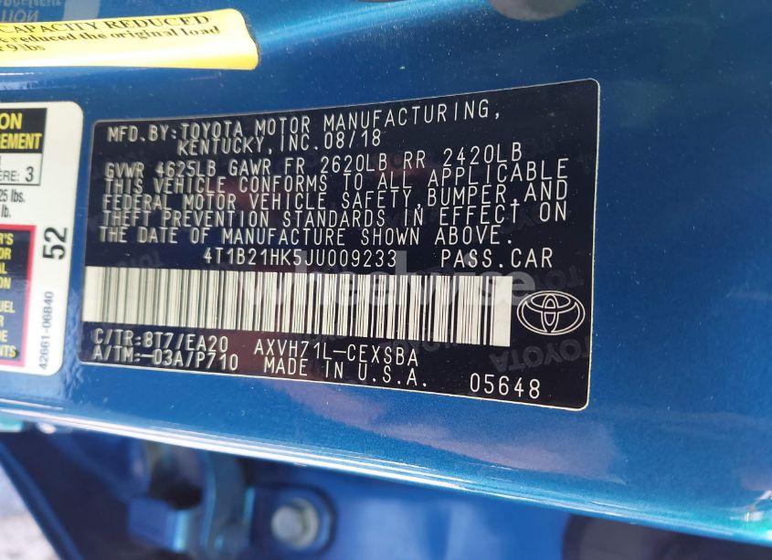 Photo 9 of 2018 Toyota Camry HYBRID SE (VIN 4T1B21HK5JU009233)