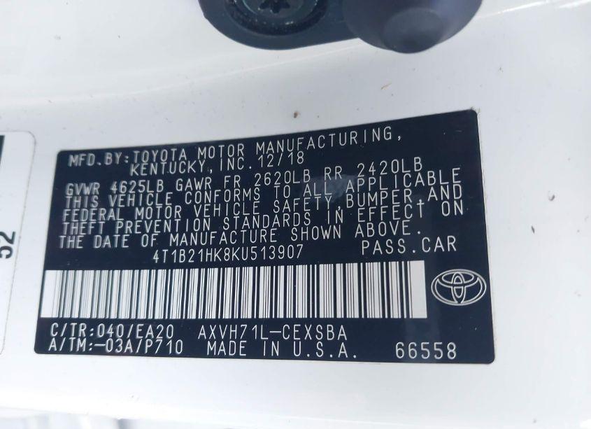 Photo 9 of 2019 Toyota Camry HYBRID SE (VIN 4T1B21HK8KU513907)