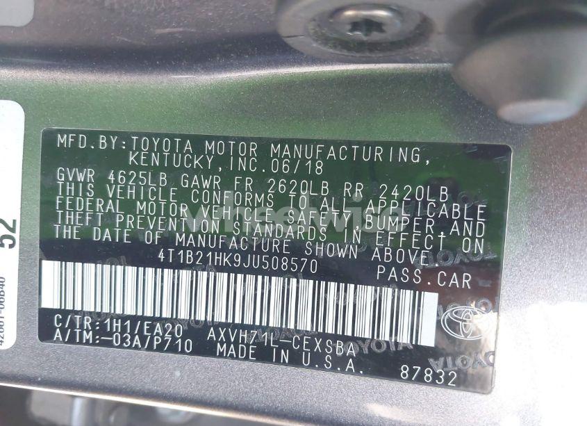 Photo 9 of 2018 Toyota Camry HYBRID SE (VIN 4T1B21HK9JU508570)
