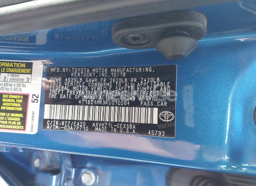 Photo 9 of 2019 Toyota Camry HYBRID SE (VIN 4T1B21HK9KU010564)