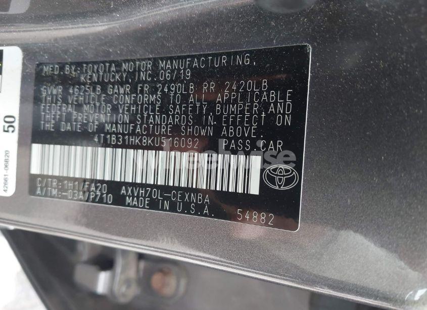 Photo 9 of 2019 Toyota Camry HYBRID LE/SE/XLE (VIN 4T1B31HK8KU516092)