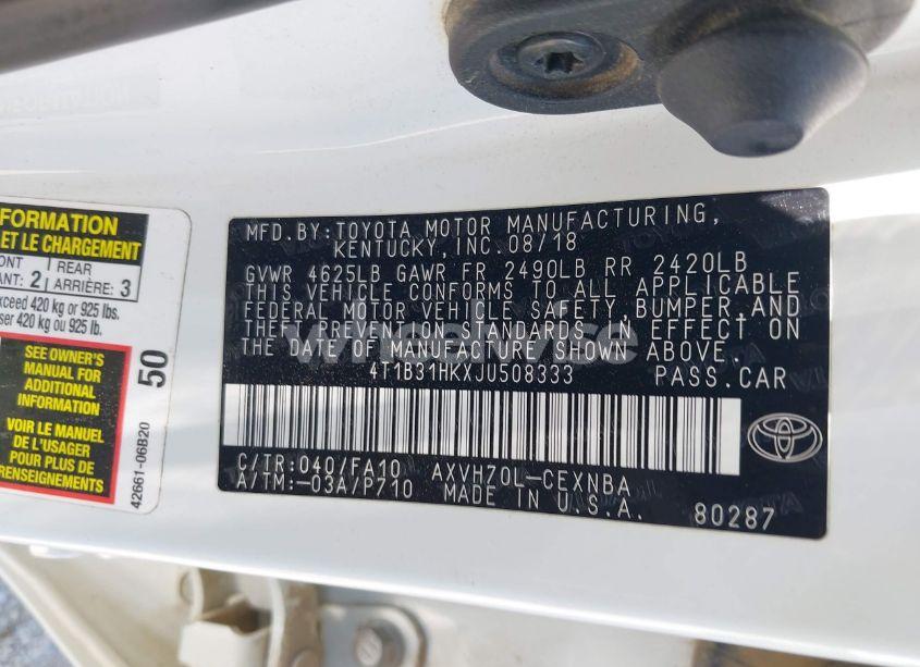 Photo 9 of 2018 Toyota Camry HYBRID LE (VIN 4T1B31HKXJU508333)