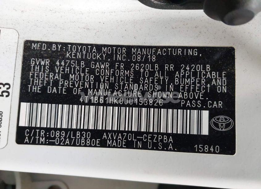 Photo 9 of 2018 Toyota Camry XSE (VIN 4T1B61HK0JU153826)