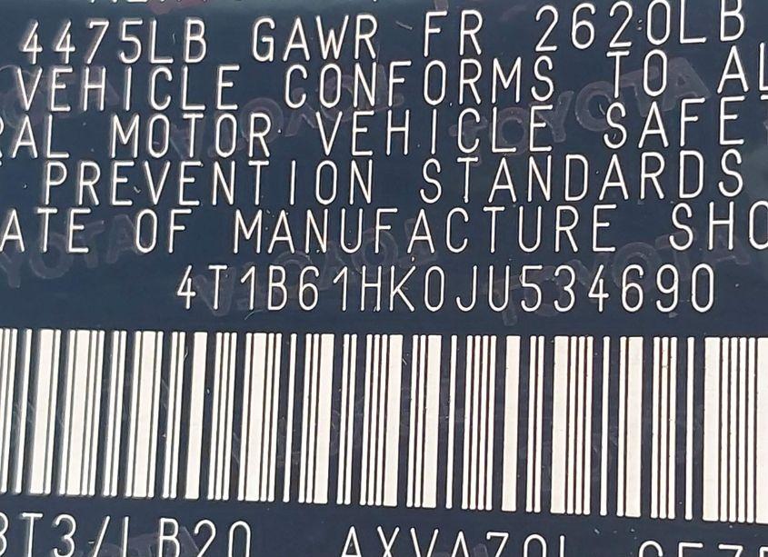 Photo 9 of 2018 Toyota Camry XSE (VIN 4T1B61HK0JU534690)