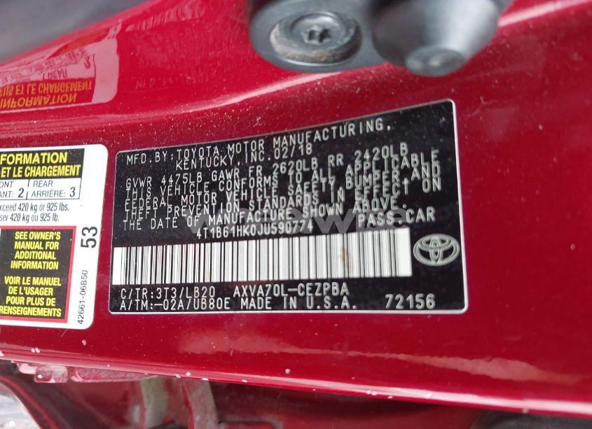 Photo 9 of 2018 Toyota Camry XSE (VIN 4T1B61HK0JU590774)