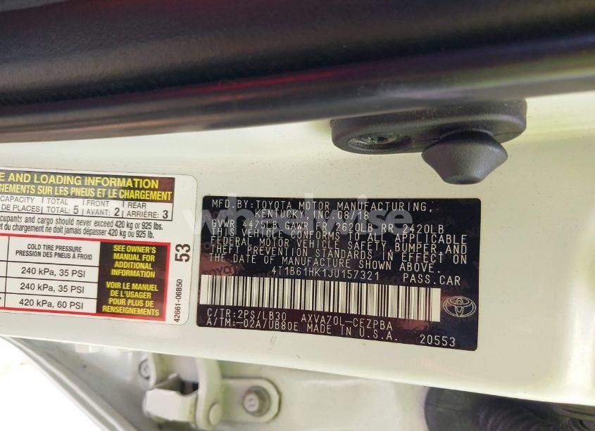 Photo 9 of 2018 Toyota Camry XSE (VIN 4T1B61HK1JU157321)