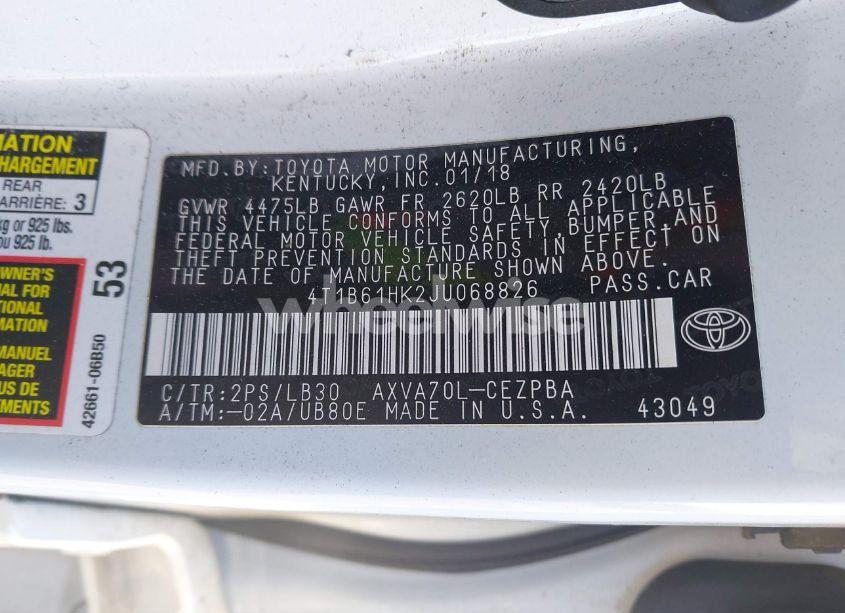 Photo 9 of 2018 Toyota Camry XSE (VIN 4T1B61HK2JU068826)