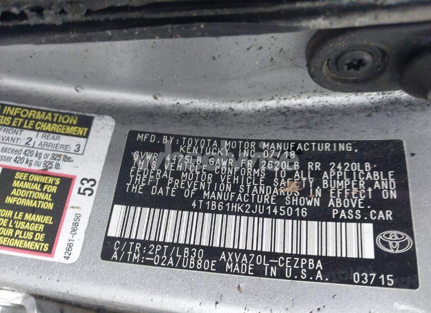 Photo 9 of 2018 Toyota Camry XSE (VIN 4T1B61HK2JU145016)