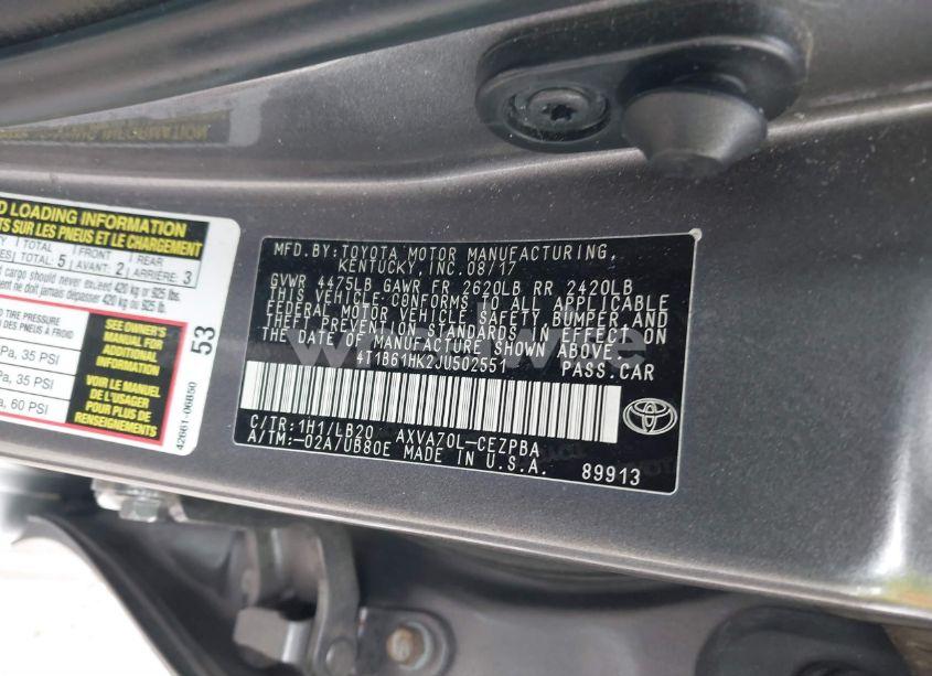 Photo 9 of 2018 Toyota Camry XSE (VIN 4T1B61HK2JU502551)