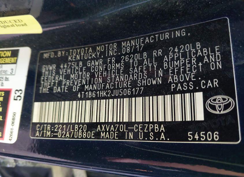 Photo 9 of 2018 Toyota Camry XSE (VIN 4T1B61HK2JU506177)