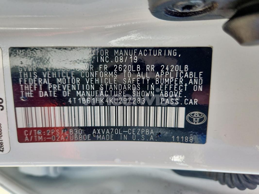 Photo 7 of 2019 TOYOTA CAMRY XSE (VIN 4T1B61HK4KU297283)