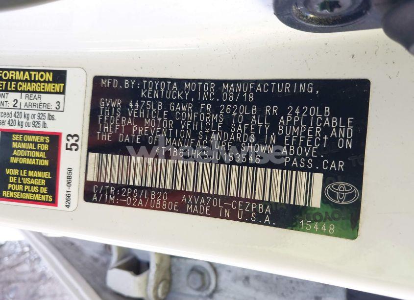 Photo 9 of 2018 Toyota Camry XSE (VIN 4T1B61HK5JU153546)