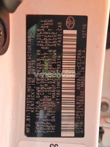 Photo 10 of 2019 TOYOTA CAMRY XSE (VIN 4T1B61HK5KU298314)